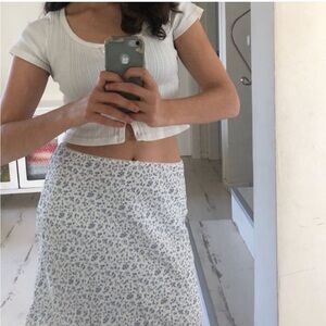 BRANDY MELVILLE Floral Blue and White Skirt
